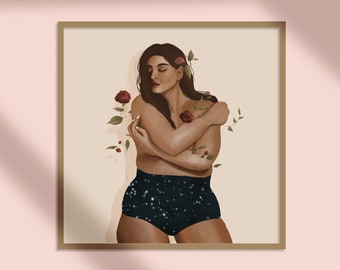 Body Positive Art Self Love Poster Curvy Woman Illustration