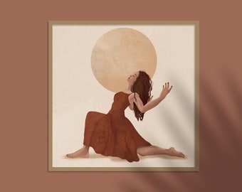 Yoga Wall Art Sun illustration Poster Meditation Decor Asana Painting