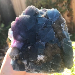 Seltene blaue und lila Fluorit mit Rauchquarz | Etsy