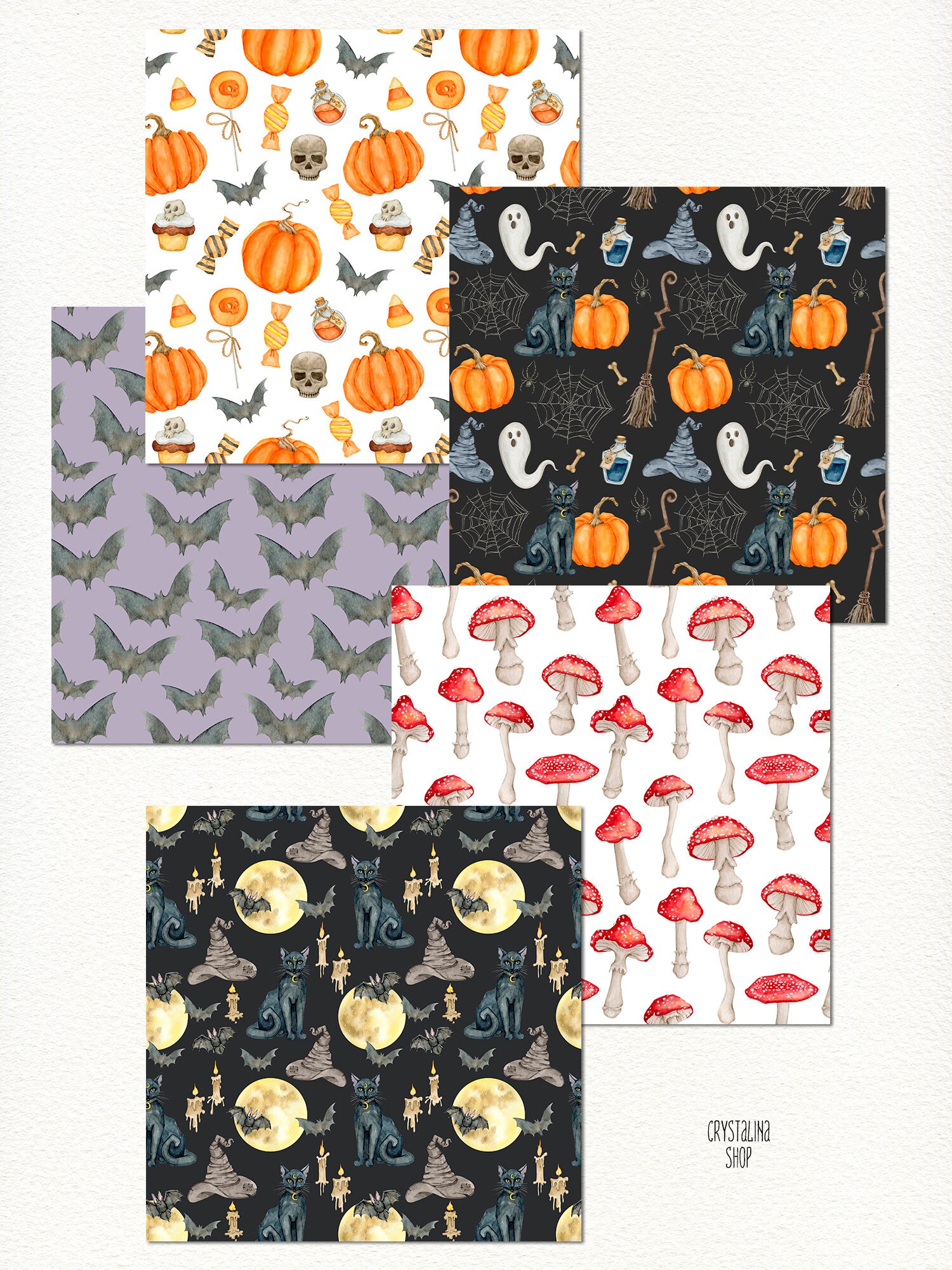 Watercolor Spooky Halloween Digital Paper Happy Halloween Party ...