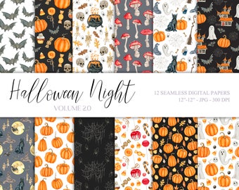 Watercolor spooky Halloween digital paper Happy Halloween party decoration printable paper Scrapbooking DIY watercolor paper pack