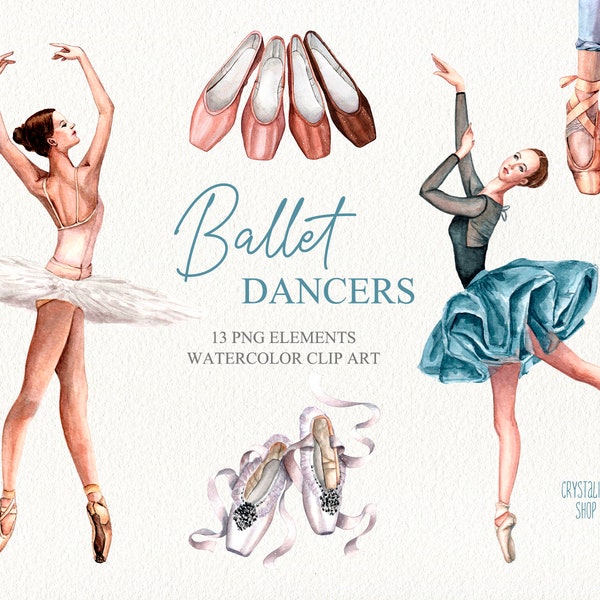 Watercolor ballet dancer clipart Watercolor ballerinas Ballet shoes and pink girl dress clipart Music box with ballerina