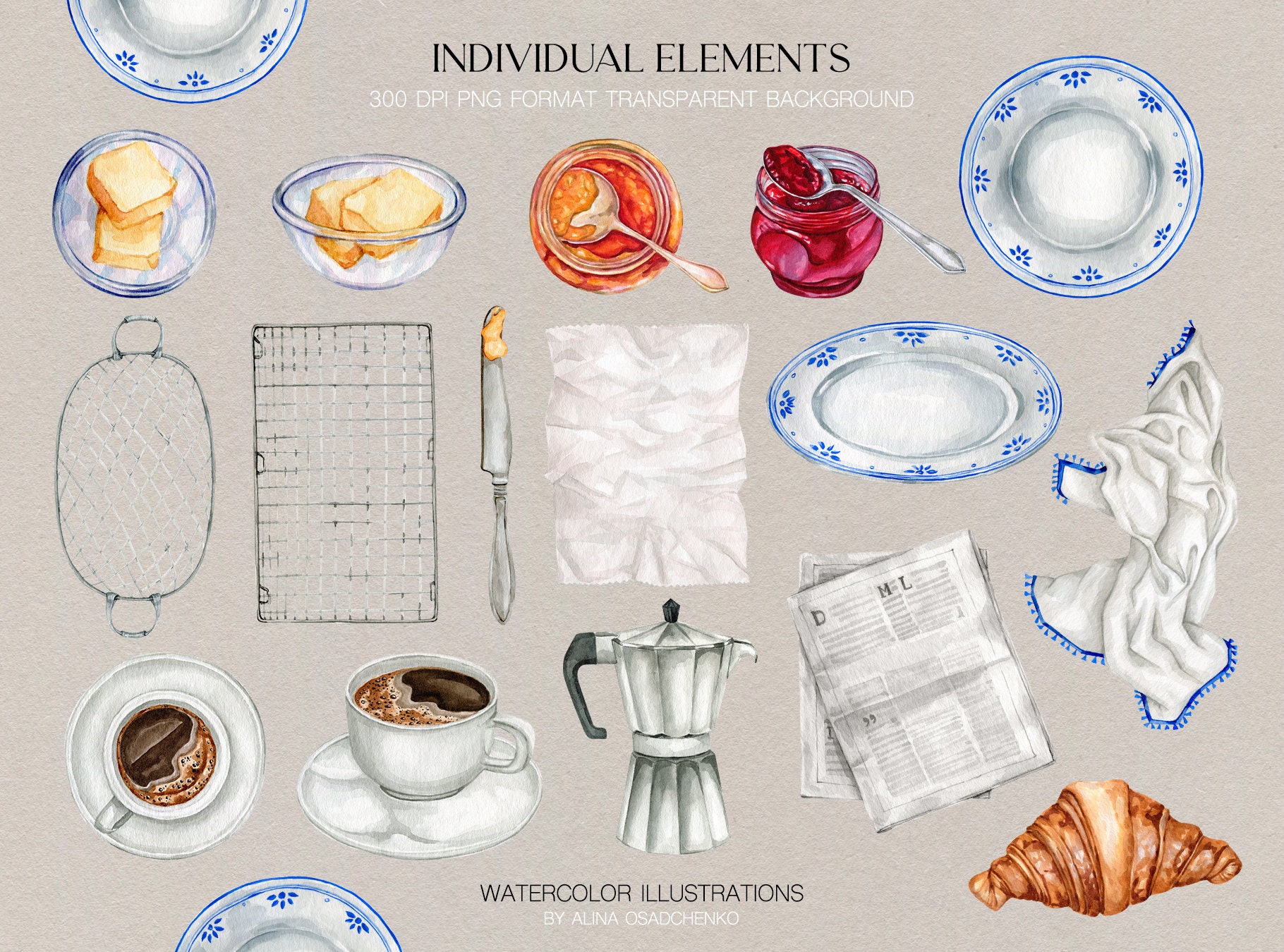 Watercolor Breakfast Croissants Clipart Collection. Sweet Croissant ...