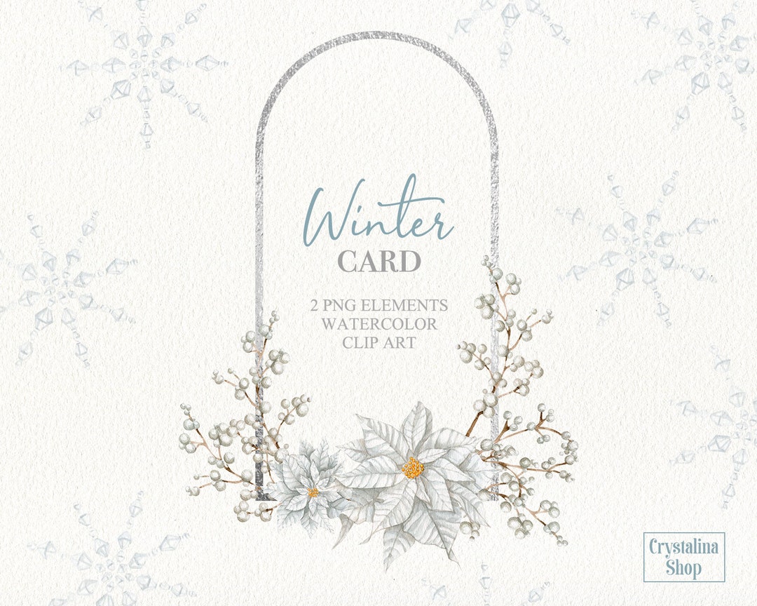 Watercolor Winter Frame Clipart Christmas Frame Card DIY Greeting Card ...