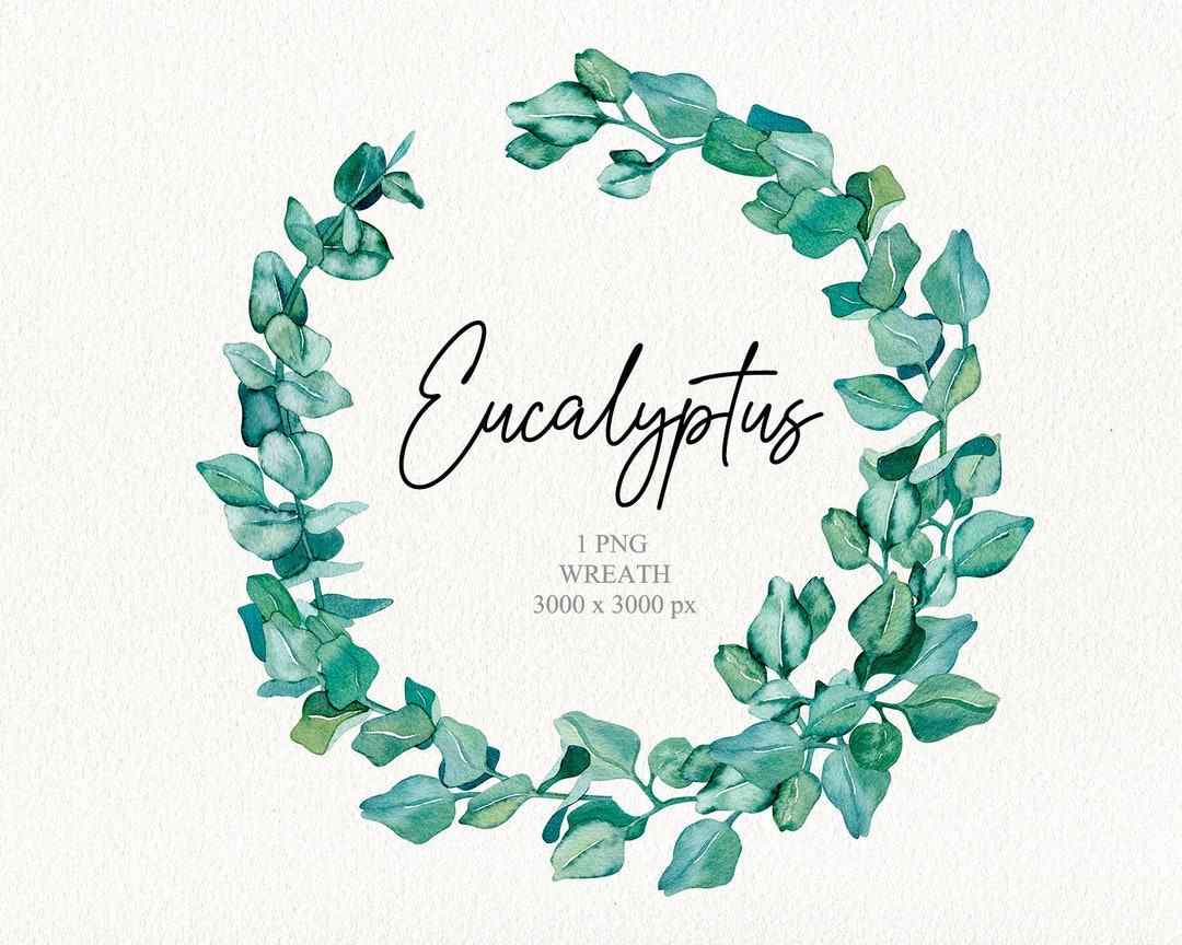Watercolor Eucalyptus Wreath Clipart. Modern Greenery Frame Clipart ...