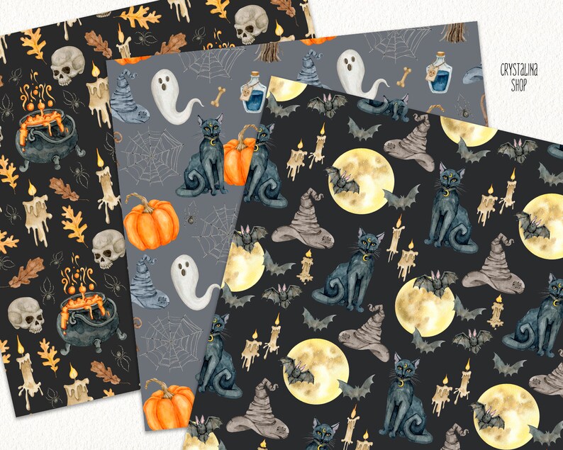Watercolor Spooky Halloween Digital Paper Happy Halloween - Etsy