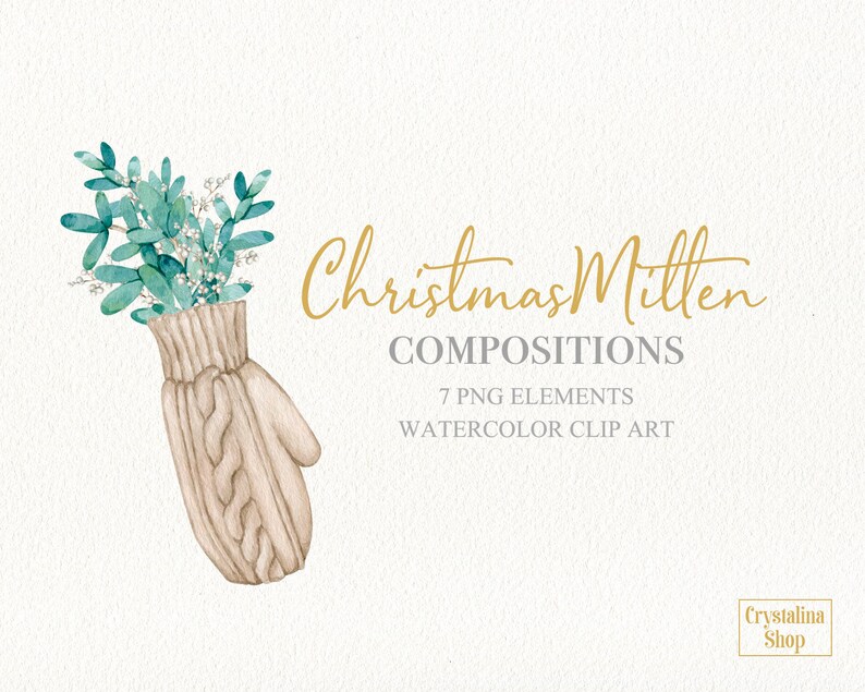 Acuarela Navidad calcetines de punto y mitones con composiciones de regalos clipart Holly Arreglos navideños DIY diseño de tarjeta de felicitación imagen 2