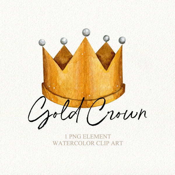 Watercolor gold crown clipart