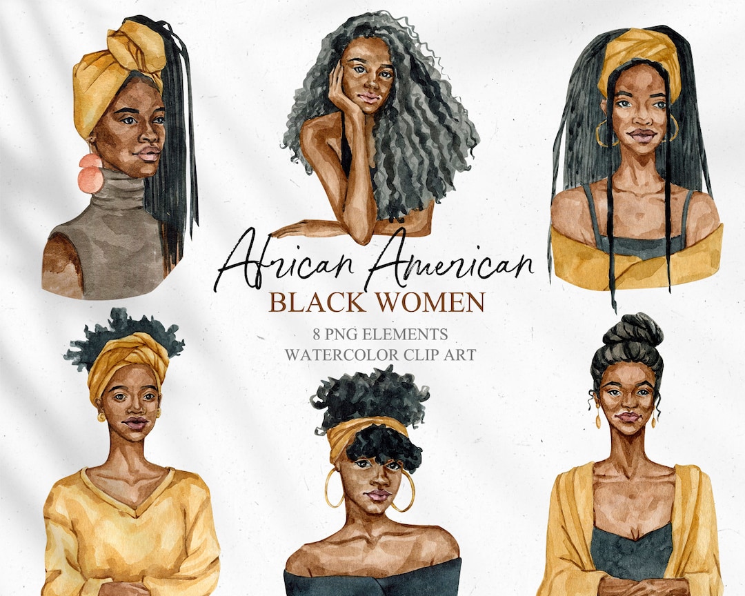 Watercolor African American Woman Clipart. Hand Drawn Black Woman ...