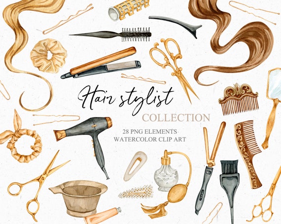 Watercolor Hairdresser Clipart. Hand Drawn Hair Stylist | Etsy