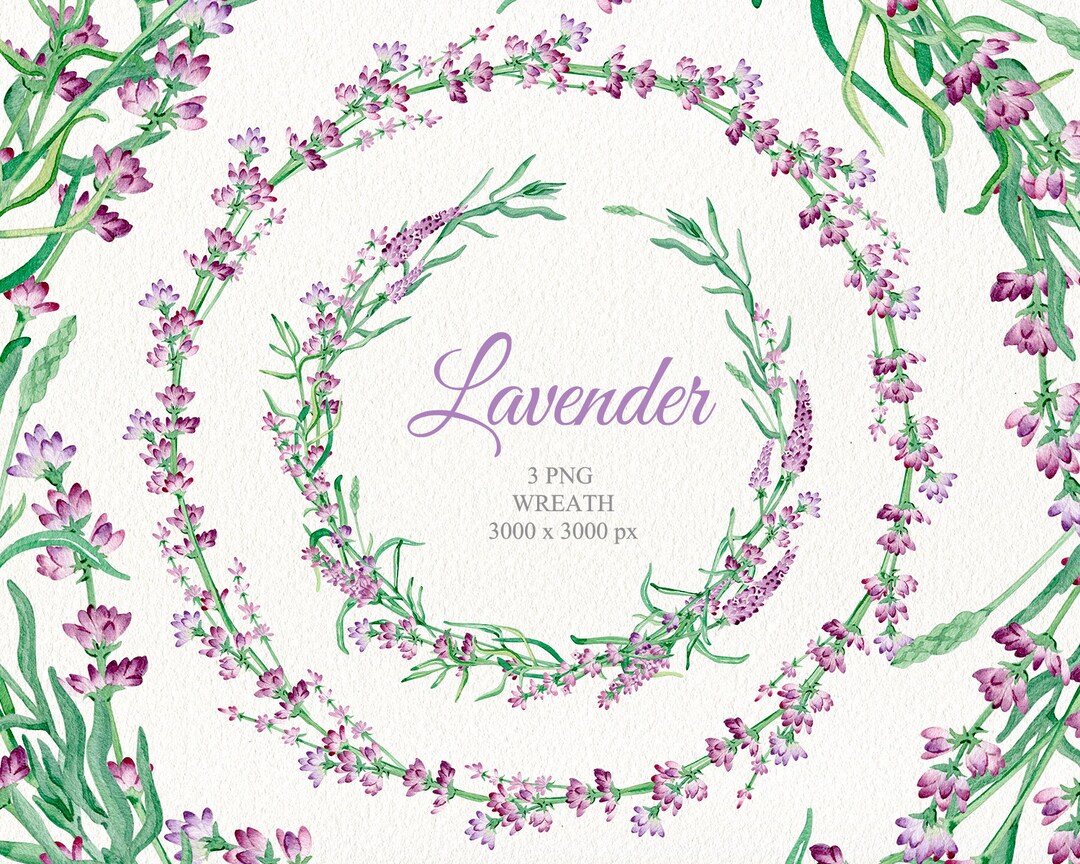 Watercolor Lavender Wreath Clipart. Lavender Spring Floral Frame ...