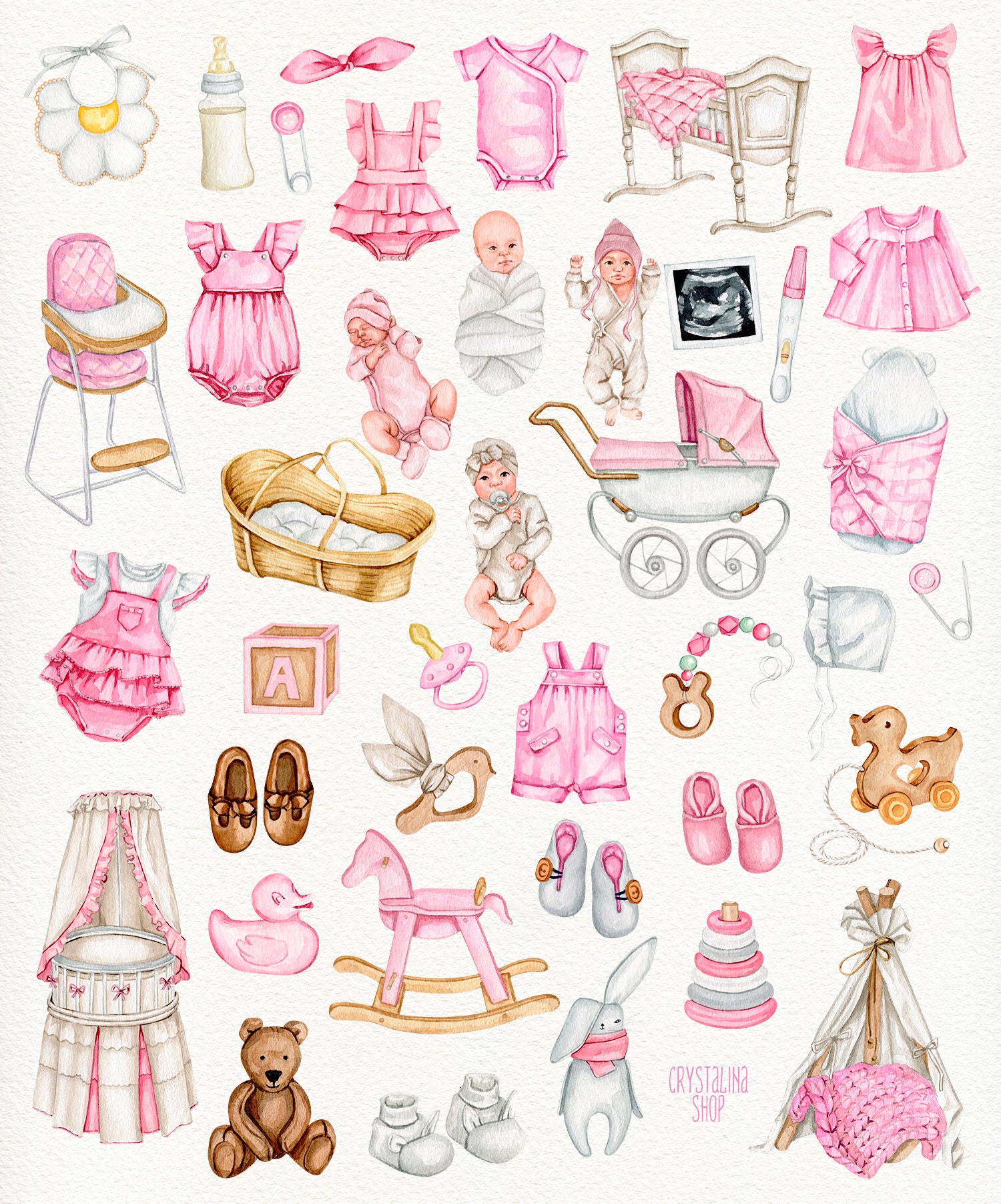 Watercolor Baby Girl Clipart. It's a Girl Clipart. Baby Etsy UK