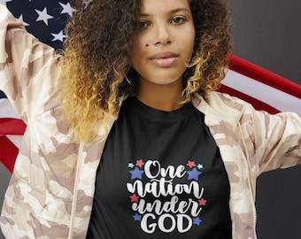 USA One Nation Under God Patriotic T-shirt met korte mouwen, uniseks
