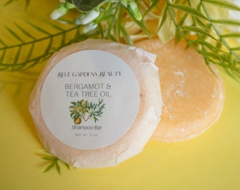 Organic Bergamot and Tea Tree Oil Shampoo Bar with Castor Oil: SLS-Free