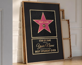 Custom Hollywood Star Poster, Personalized Walk of Fame Star Print