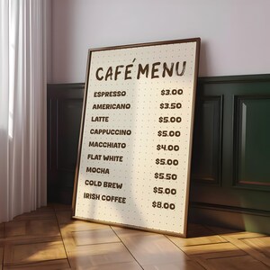 Impressão de menu de cafeteria, pôster retrô de cafeteria, arte de parede de cozinha, impressão de café da manhã, pôster de menu de café expresso italiano para presente - arquivo digital