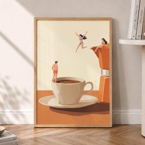 Coffee Adventure Print, Good Morning Coffee Poster, Espresso Wall Art, Coffee Lover Prints, Trendy Kitchen Poster, Wall Art - Optional Frame image 1