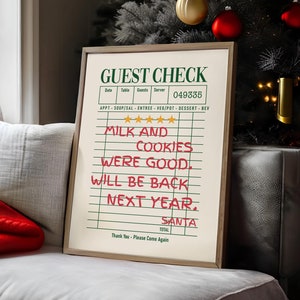Kekse waren gut Gast Check Poster, trendiger Weihnachtsdruck, Vintage Print, Funky Retro Weihnachtsposter, Santa Wandkunst - optionaler Rahmen