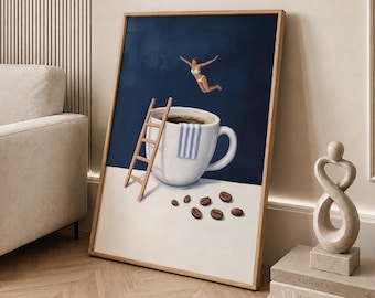 Coffee Diver Print, Good Morning Coffee Poster, Espresso Wall Art, Coffee Lover Prints, Trendy Kitchen Poster, Coffee Print - Digital File