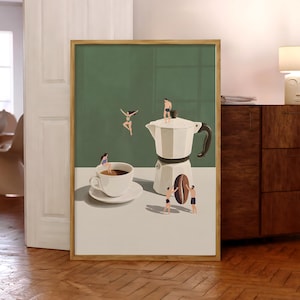 Coffee Adventure Print, Good Morning Coffee Poster, Espresso Wall Art, Coffee Lover Prints, Trendy Kitchen Poster, Wall Art - Optional Frame