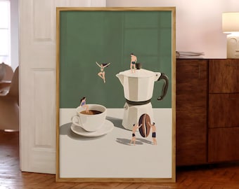 Coffee Adventure Print, Good Morning Coffee Poster, Espresso Wall Art, Coffee Lover Prints, Trendy Kitchen Poster, Wall Art - Optional Frame
