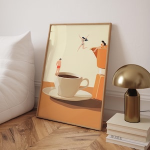 Stampa avventura caffè, poster buongiorno caffè, arte murale espresso, stampe per amanti del caffè, poster da cucina alla moda, arte murale - cornice opzionale
