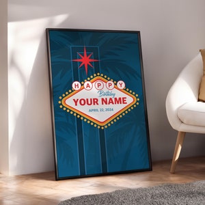 Póster personalizado de Las Vegas, impresión de letrero personalizado de Las Vegas, regalo de cumpleaños personalizado, arte de pared de boda personalizado, regalo de aniversario (marco opcional)
