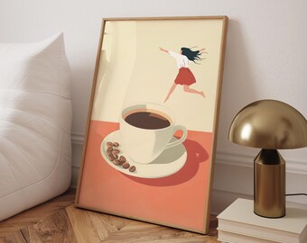 Coffee Diver Print, Good Morning Coffee Poster, Espresso Wall Art, Coffee Lover Prints, Trendy Kitchen Poster, Coffee Print - Digital File