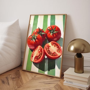 Tomato Wall Art, Trendy Tomato Poster, Vintage Food Art Print, Kitchen Art Poster, Retro Food Art Prints, Tomato Art Print - Digital File
