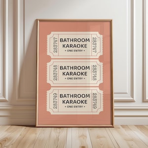 Karaoke Badezimmer Poster, Badezimmer Wandkunst, Dusche singen Lustig Druck, Rosa Badezimmer Dekor, Vintage trendige Wandkunst - optionaler Rahmen