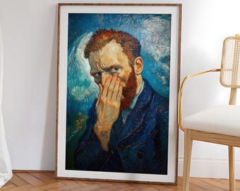 Funny Van Gogh Bathroom Print, Bad Smell Bathroom Poster, Toilet Humor Wall Art, Funny Vintage Bathroom Prints, Stink Face - Optional Frame