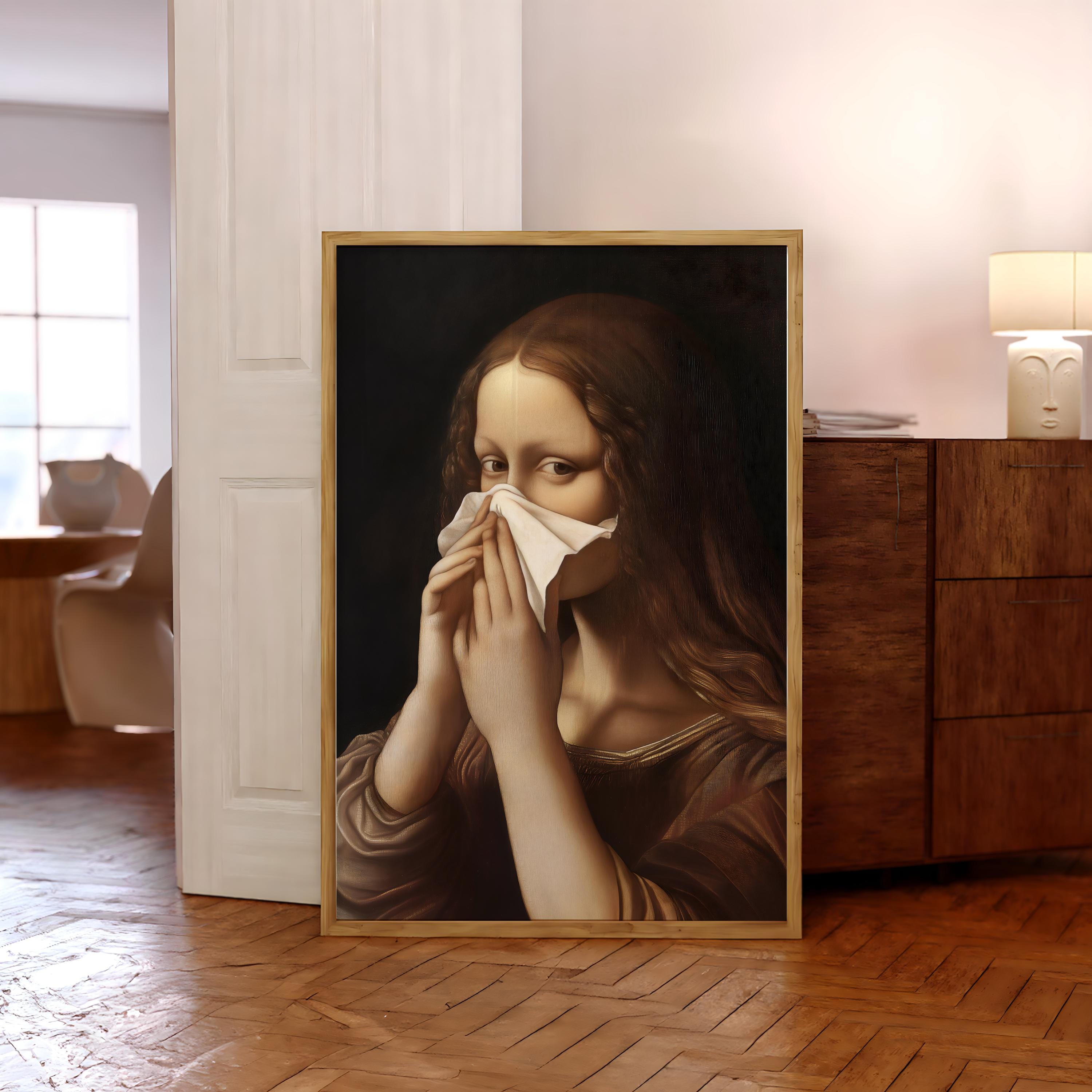 Mona Lisa Lustiges Badezimmer-Wandkunst-Poster, Leinwanddruck