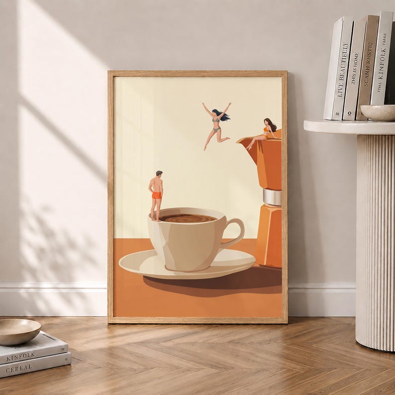 Coffee Adventure Print, Good Morning Coffee Poster, Espresso Wall Art, Coffee Lover Prints, Trendy Kitchen Poster, Wall Art - Optional Frame image 1