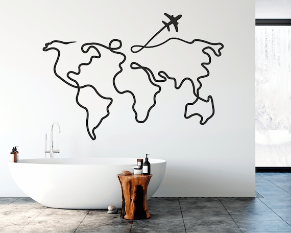 World Map Wall Decal Travel Decal Adventure Sticker Map Car  Etsy