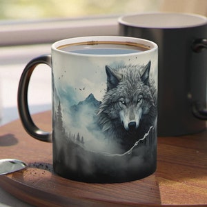 Wolf Mountain Magic Mug: Heat Activated Color Changing Coffee Cup