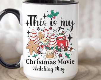 Christmas Movie Watching Mug, Retro Christmas Decor, Farmhouse Gift Ideas