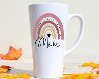 Rainbow Mom Latte Mug – 17 oz Ceramic Coffee Cup