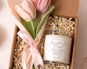 Occupational therapist gift box - candle and crochet flower