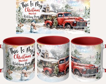 Christmas Movie Watching Mug, Retro Christmas Decor, Farmhouse Gift Ideas