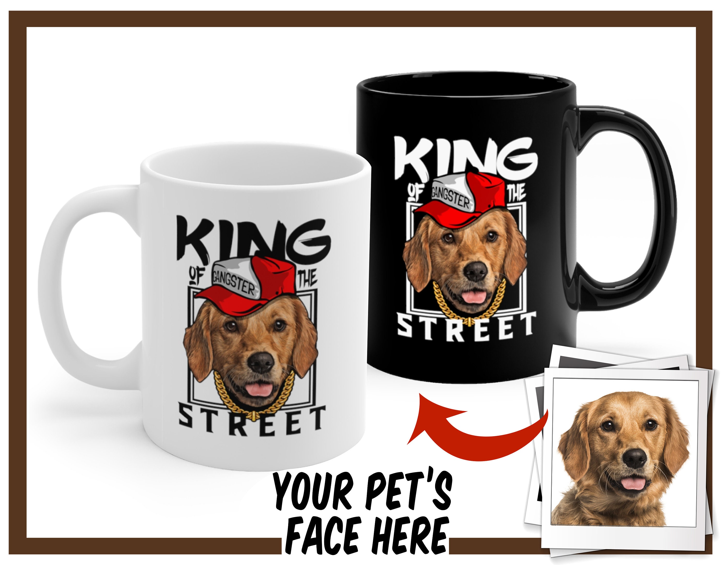 Custom King of the Street Dog Coffee Mug, Personalized Pet Mug, Coffee Cup, Mug With Picture, Customized Caricaturized Mug, Birthday Gift