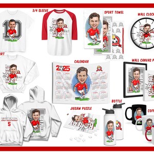 Personalized Soccer Caricature Puzzle, Custom Football Puzzle with Box, Custom Jigsaw Puzzle, Birthday Gift for Him, 5 Sizes Available image 4