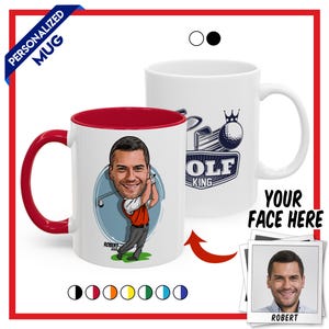 Personalized Golf Mug, Custom Caricature Golf Cup, Perfect Gift For Golf Champion, Customized Mug For Him, Custom Caricature Tennis Mug Gift