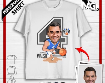 Personalized Basketball Caricature T-shirt, Custom NBA, NCAA, WNBA Basketball Sweatshirt With Photo, Customize Hoodie For Him