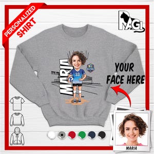 Aangepast volleybalsweater – maak je eigen karikatuur-T-shirt – gepersonaliseerde teamnaam en logo hoodie – cadeau voor volleybalfans Shirt