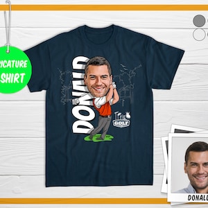 Personalized Golf Caricature T-shirt, Custom Golf Tshirt With Photo, Customize Shirt For Him, Perfect Gift For Golf Player, Birthday Gift
