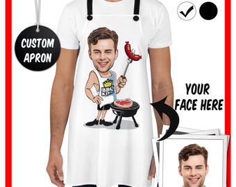 Personalized Apron For Men, Barbecue King Apron for Man, Custom Apron for Him, Perfect Gift for Dad / Boyfriend /Husband, Custom Photo Apron