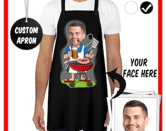 Delantal personalizado para barbacoa navideña, delantal bonito para ella, delantal divertido personalizado, delantal personalizado para Navidad, regalo para papá/abuelo/tío/madre