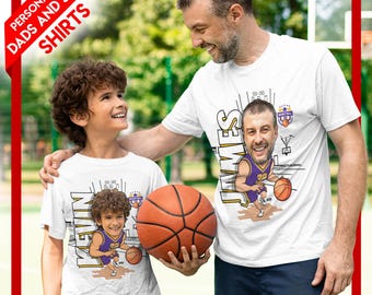 Personalized Father and son Basketball T-shirt, Custom Grandpa / Dad NBA, NCAA Shirt  Sweatshirt With Photo, Hoodie For Him, Daddy Tshirt
