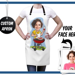 Personalized Apron for Women, Custom Cooking Apron for Her, Funny Barbecue Aprons, Perfect Gift for Mother, Gift for Mom, Photo Apron