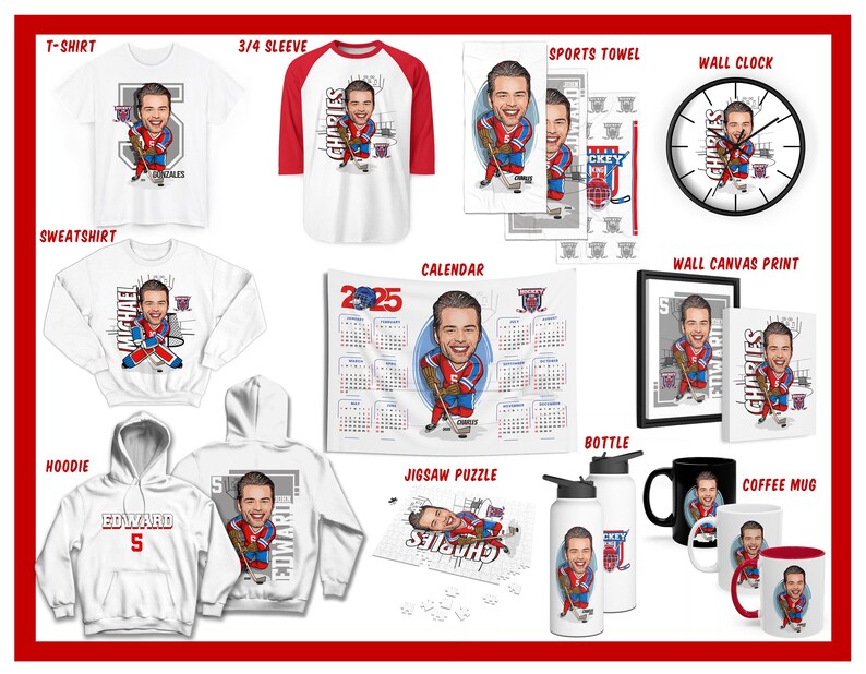 Personalized Ice Hockey Mug, Custom Caricature Hockey Cup, Perfect Gift For Hockey Champion, Customized Mug For Him, Custom Caricature Gift image 7